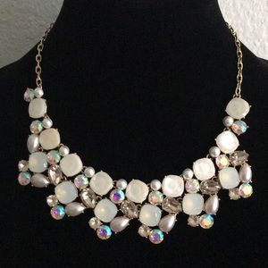 INC Gold-Tone Iridescent Stone/Pearl Necklace V258